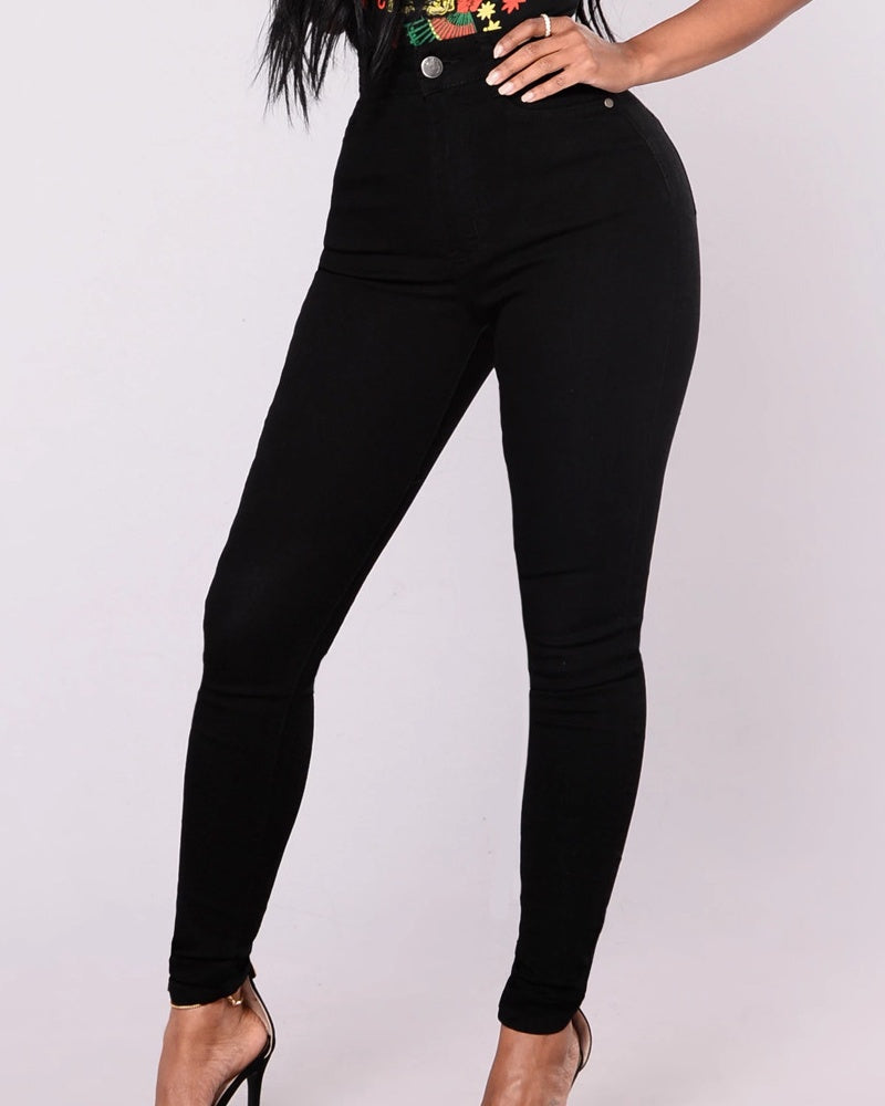 High Waist Elastic Tummy Control and Hip Lift Skinny Jeans - By Qivii
