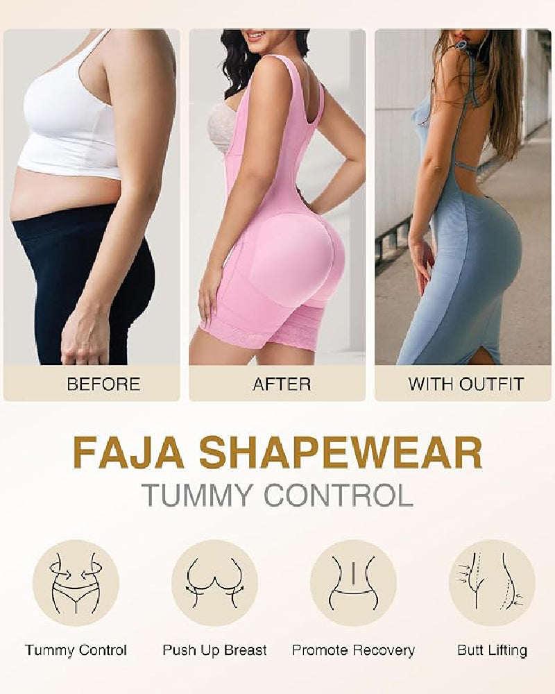 Shapshe® High compression Front Zipper Mid Thigh Shapewear
