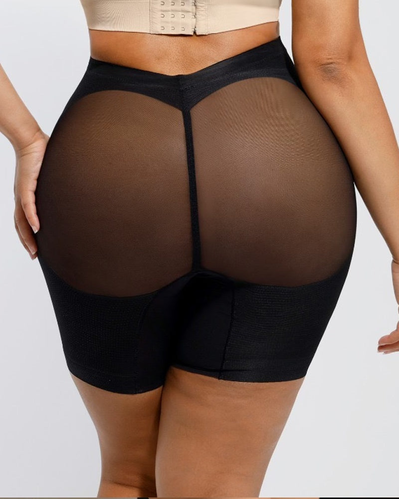 Women's Seamless Mesh High Waist Shapewear Shorts Thigh Slimmer Underwear - By Qivii