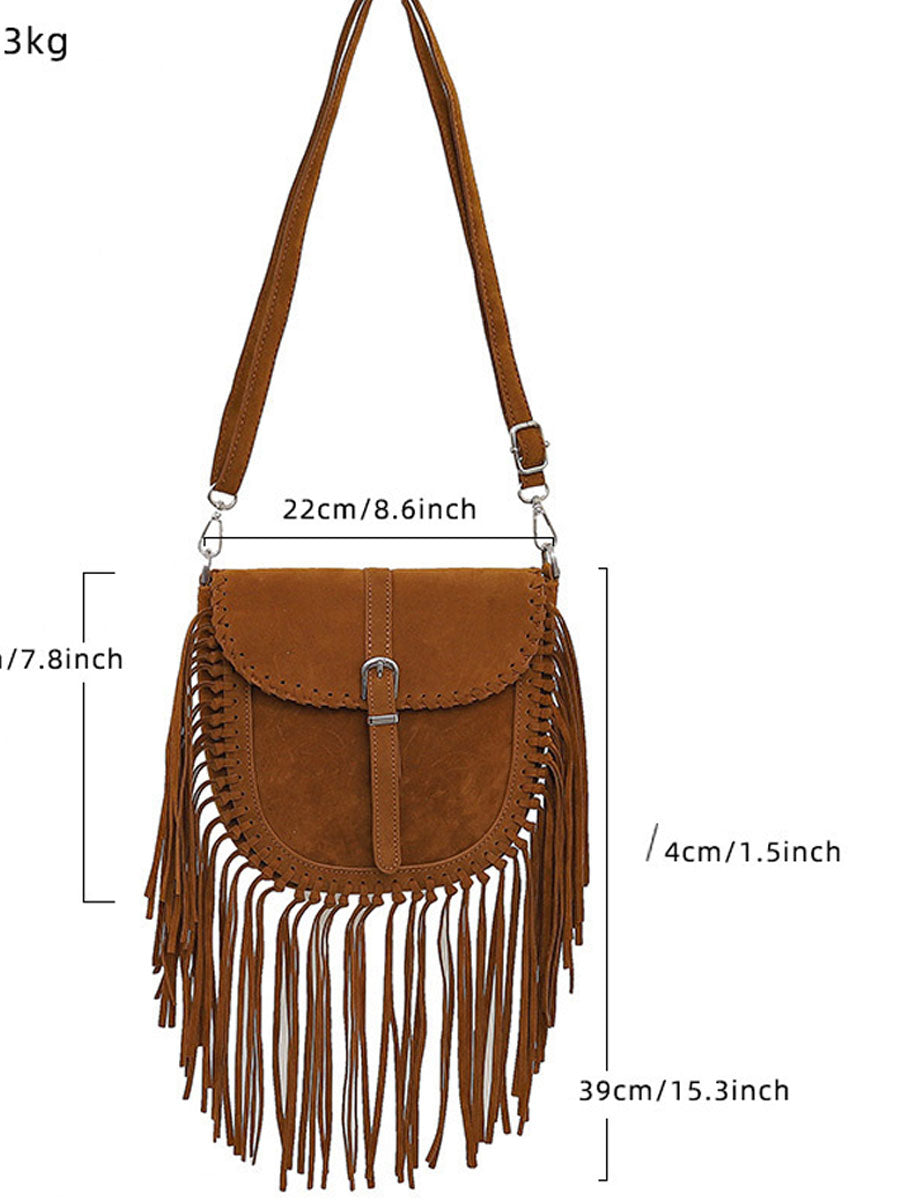 Vintage Bohemian Tassel Suede Shoulder Bag - By Qivii