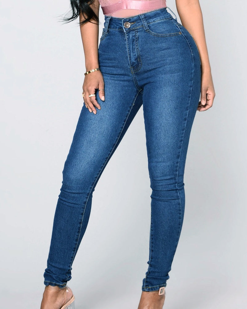 High Waist Elastic Tummy Control and Hip Lift Skinny Jeans - By Qivii