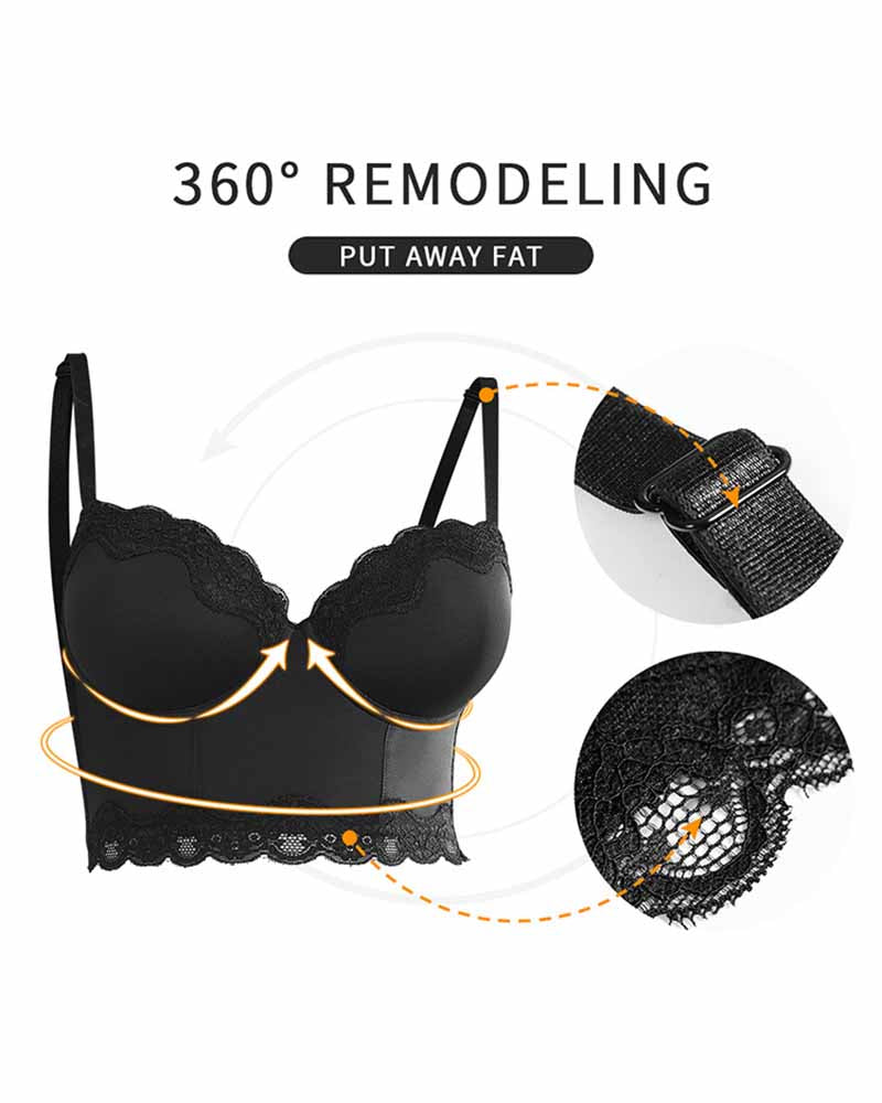High Support Body Sculpting Lace Back Bra - By Qivii