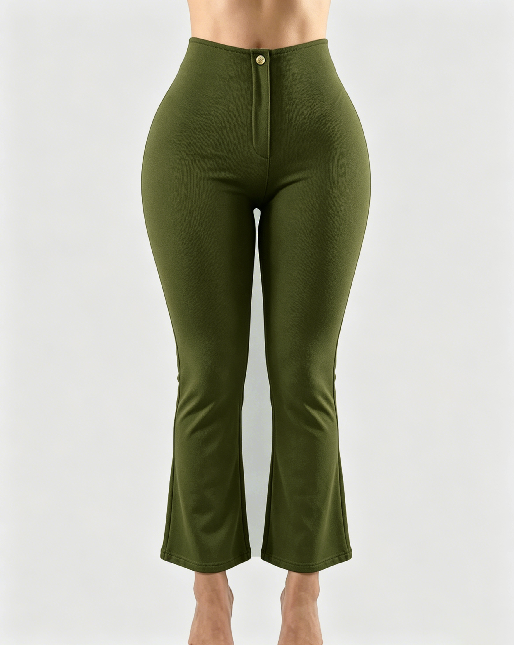 High Waist Butt Lifting Solid Black Slim Fit Flare Pants - By Qivii
