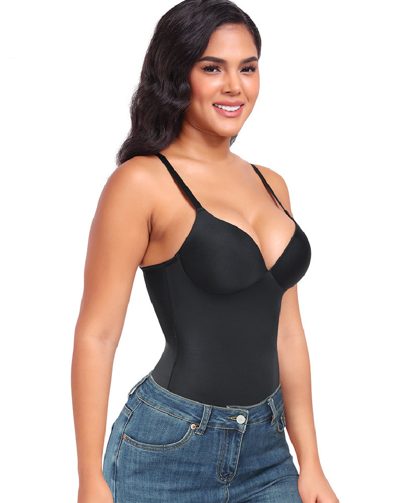 Shapshe® Women's Smooth Push Up Tummy Control Thong Sleeveless Bodysuit Shapewear - By Qivii