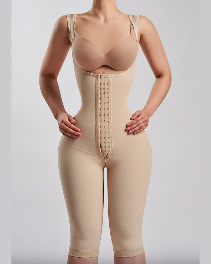 Shapshe® Open Bust Knee Length Firm Postpartum Tummy Tucking Full Bodysuit Shapewear