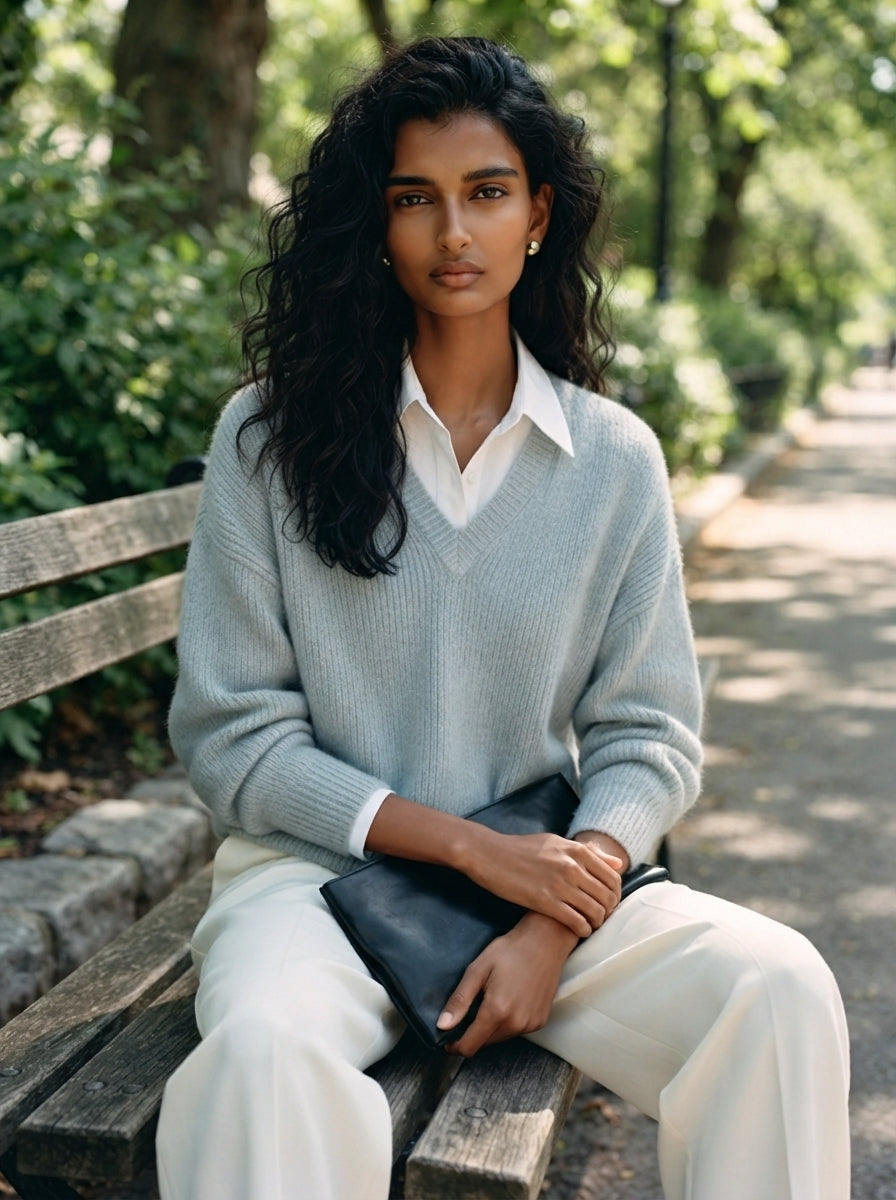 Women's Faux-Layer Knit Top With Shirt Collar