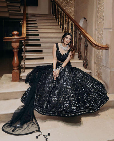 Elegant Sangeet-Cocktail Designer Lehenga choli Dupatta Outfit | Ready to wear - qivii