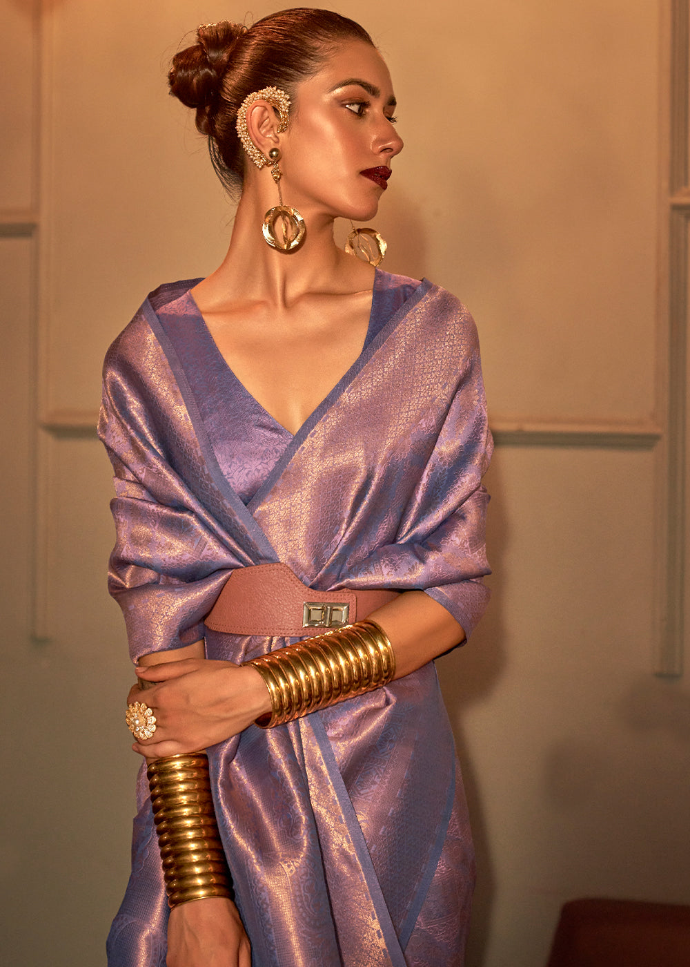 Iris Purple Two Tone Handloom Weaving Kanjivaram Silk Saree : Top Pick - qivii