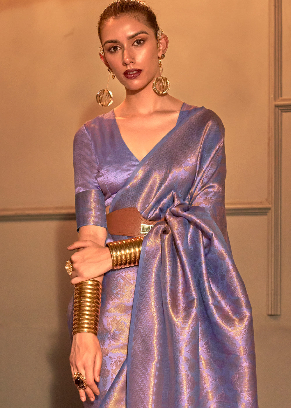 Iris Purple Two Tone Handloom Weaving Kanjivaram Silk Saree : Top Pick - qivii