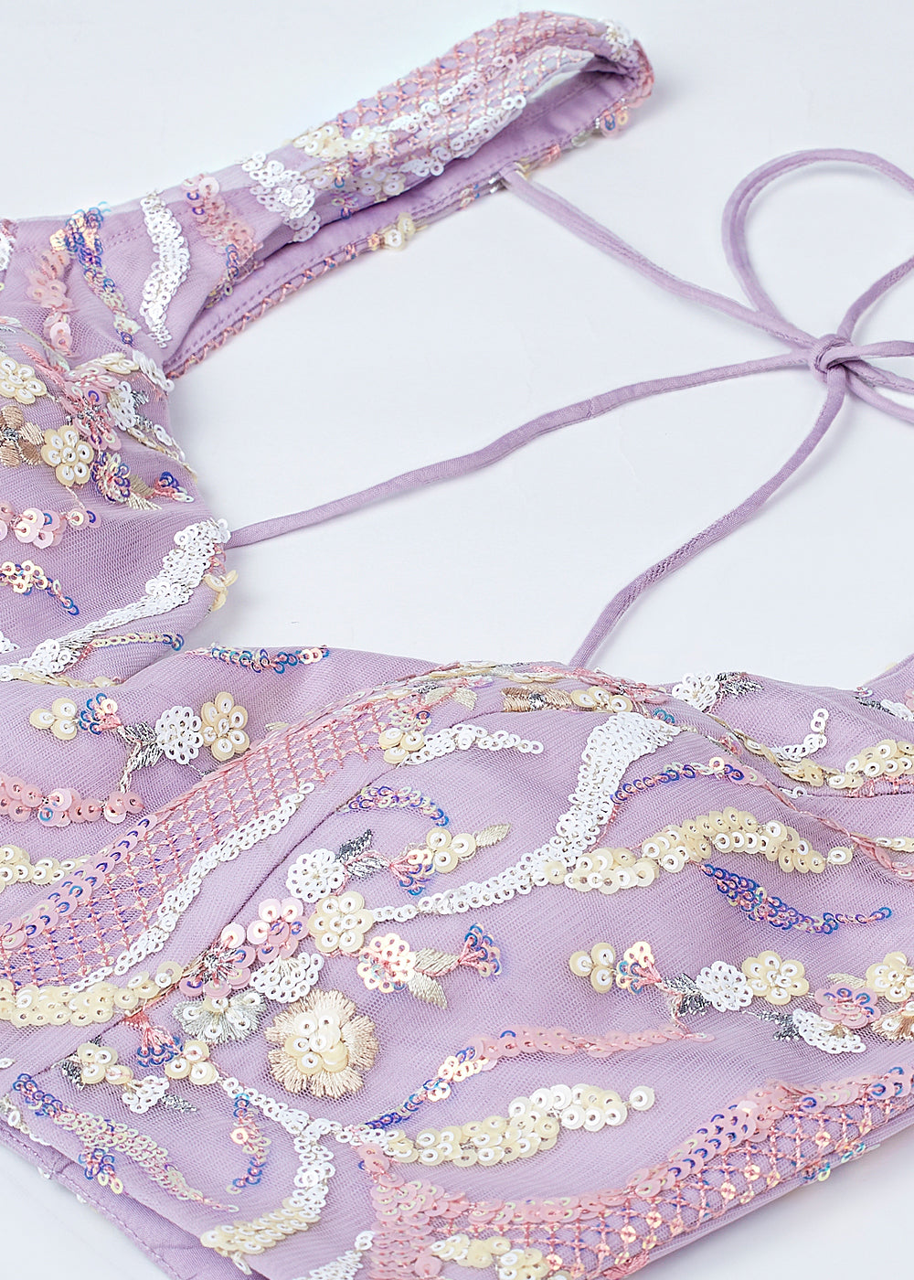 Lilac Purple Net Lehenga Choli With Sequins & Thread Embroidery Work | Ready To Wear - qivii