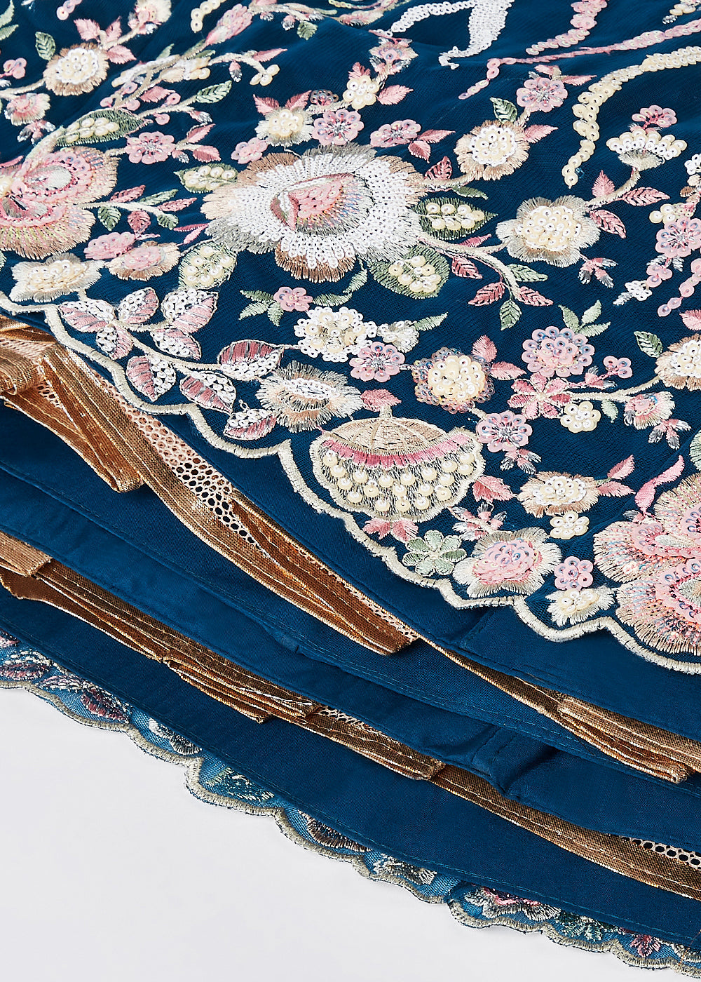 Navy Blue Net Lehenga Choli With Sequins & Thread Embroidery Work | Ready To Wear - qivii
