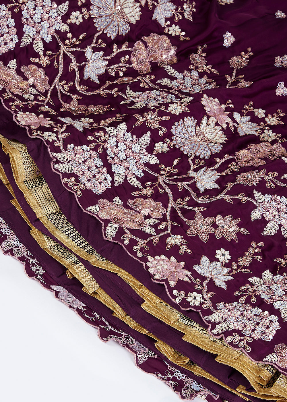 Raisin Purple Georgette Lehenga Choli with Sequins & Thread Embroidery work | Ready To Wear - qivii