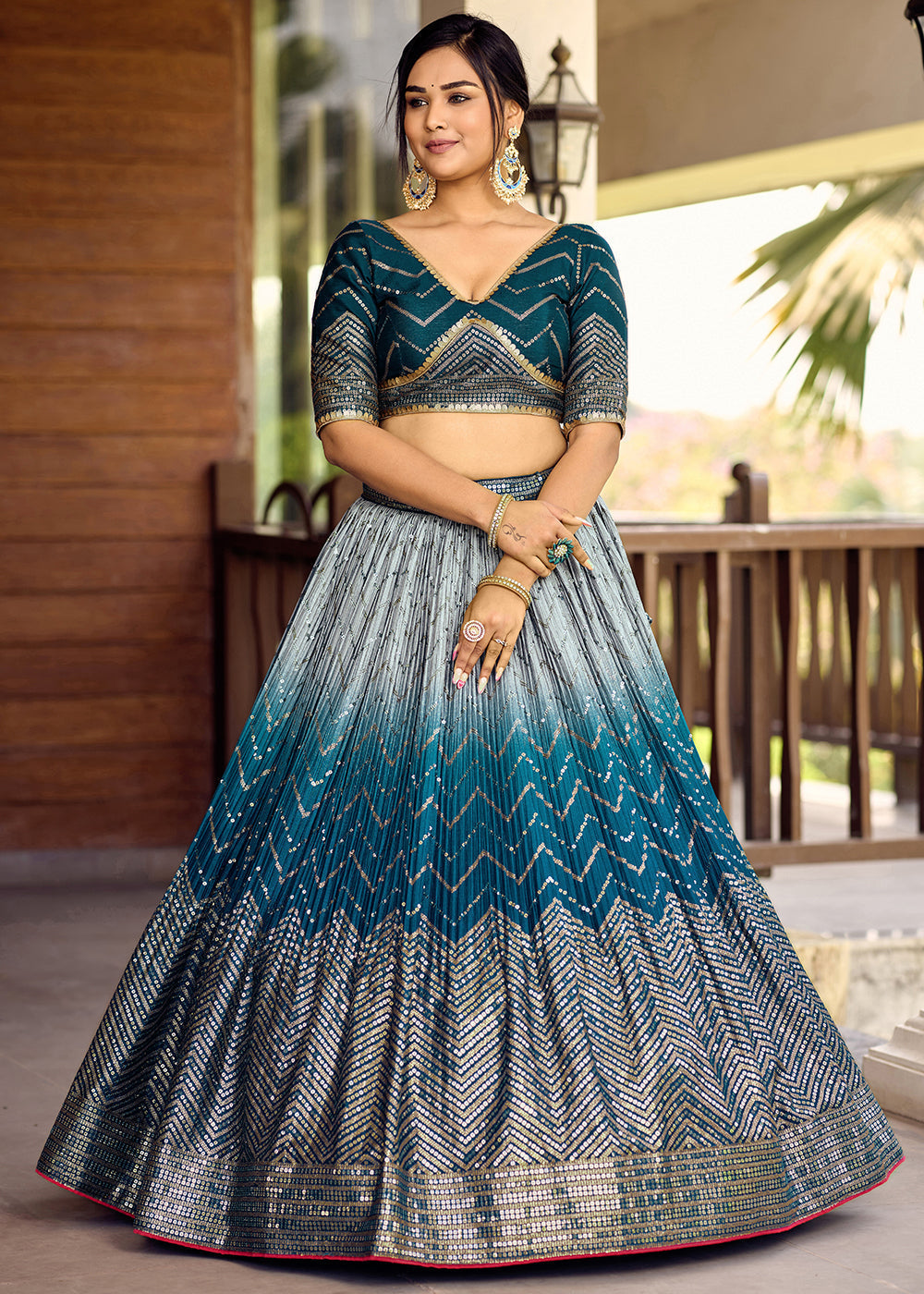 Shades Of Blue Soft Net Lehenga Choli with Sequins & Thread Embroidery work | Ready To Wear - qivii