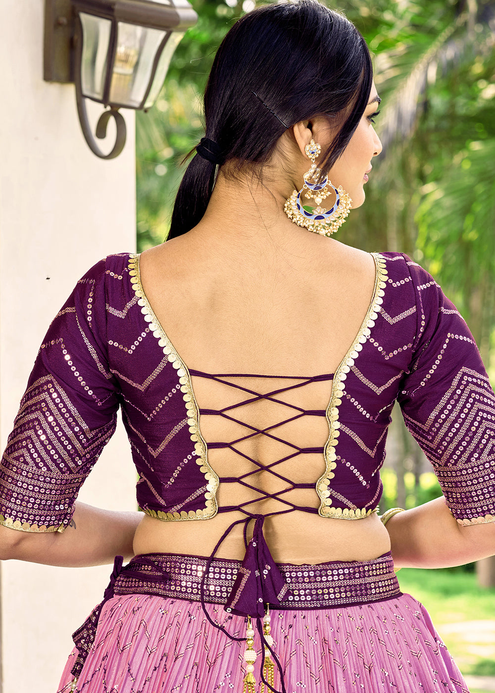 Shades Of Purple Soft Net Lehenga Choli with Sequins & Thread Embroidery work | Ready To Wear - qivii