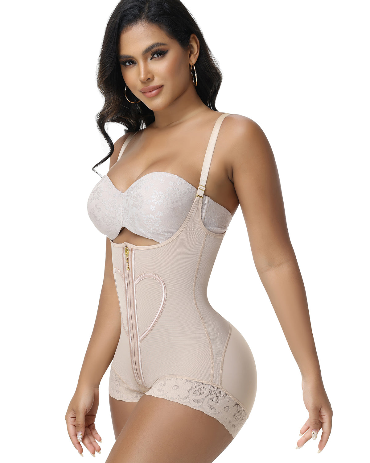 Shapshe® Heart Pattern Zipper Briefs Shapewear Bodysuit (Pre-Sale)