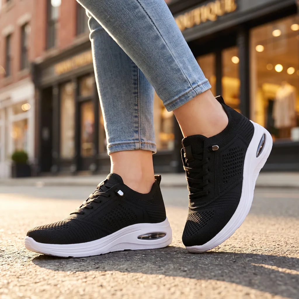 Women's orthopedic mesh sneakers by Qivii in multi-color with breathable mesh upper and supportive design from Hudson Ridge.