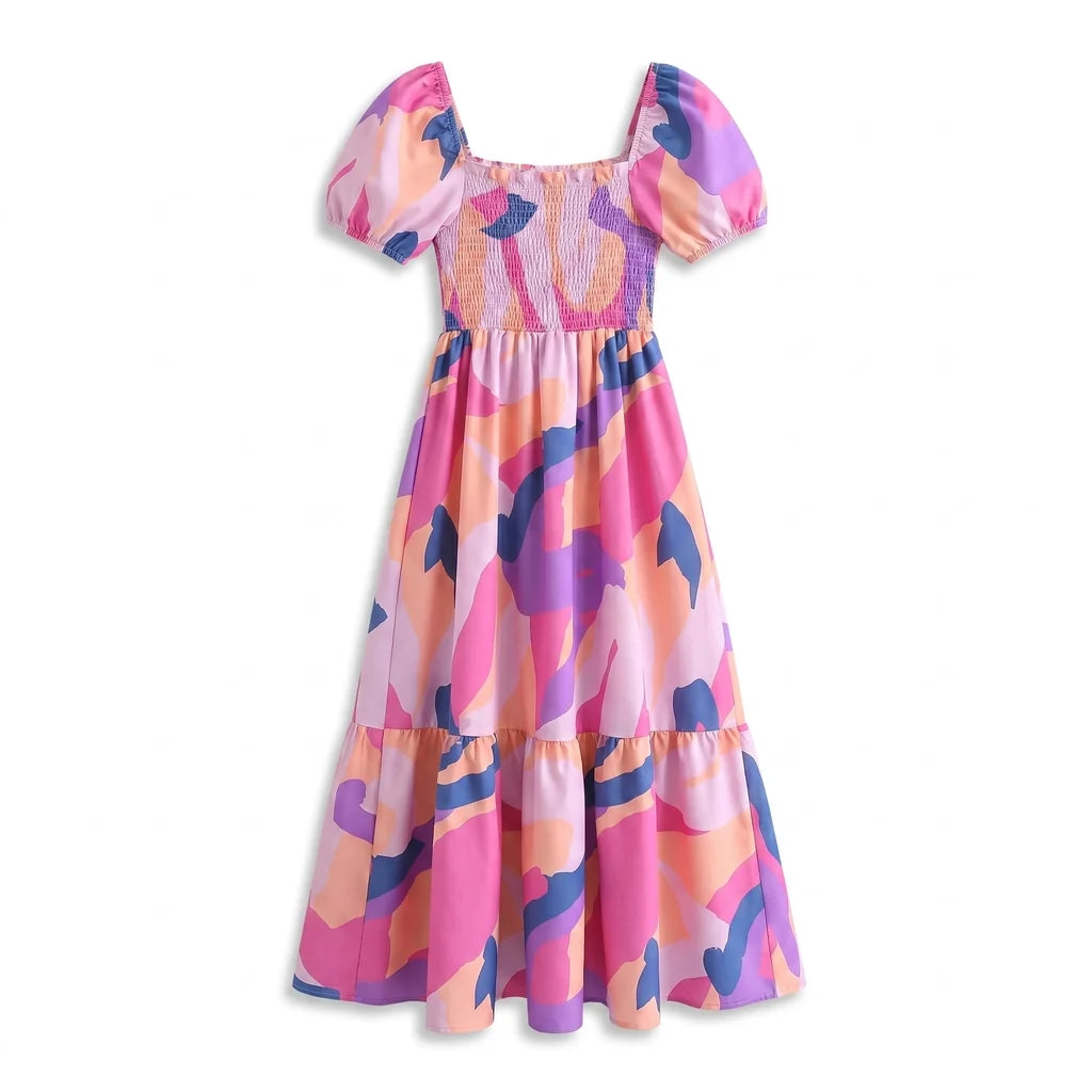 Everly Floral Puff-Sleeve Dress