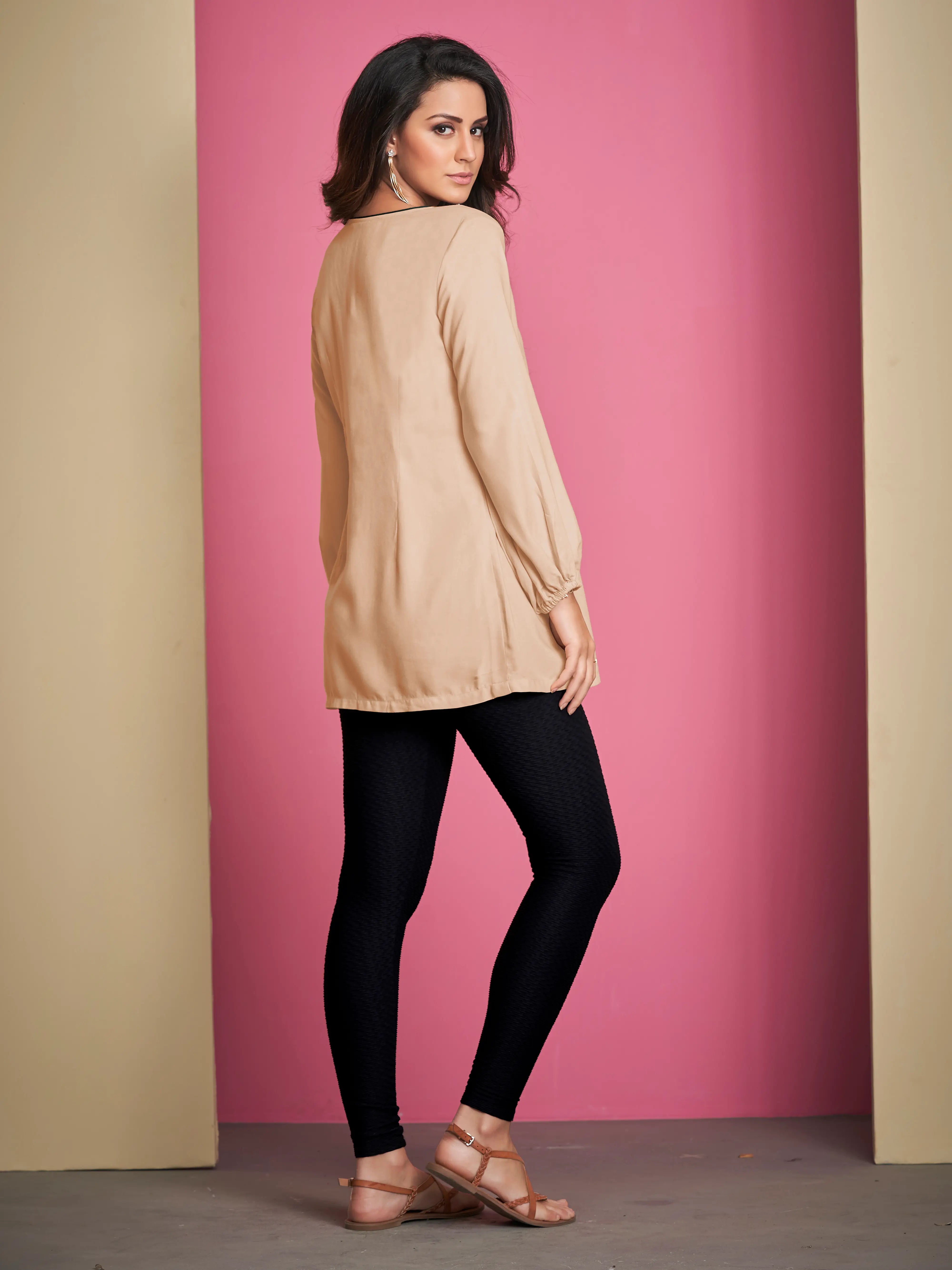 Reddish Orange Rayon Short Kurti - qivii