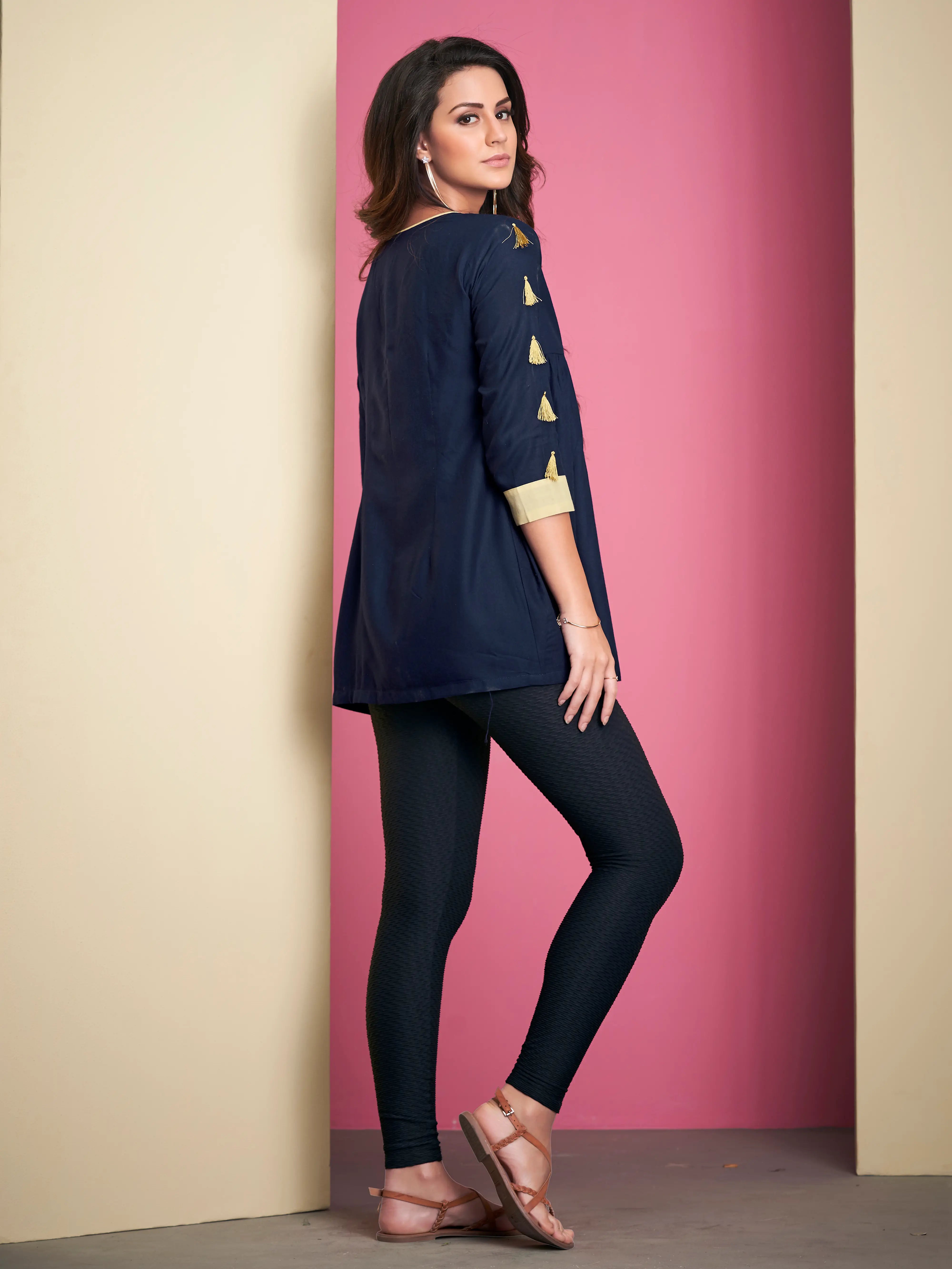 Royal Blue Rayon Short Kurti - qivii