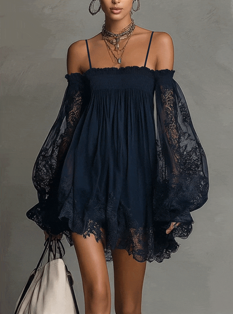 Camille | Elegant Lace Off Shoulder Mini Dress by Qivii
