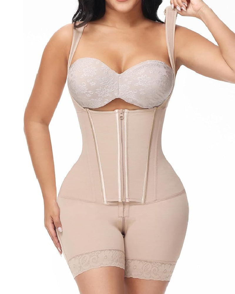 Shapshe® High compression Front Zipper Mid Thigh Shapewear - By Qivii