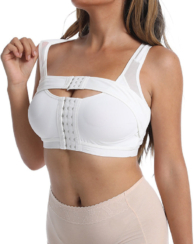 Front Closure Post Surgery Compression Shapewear Bra With Breast Support Belt - By Qivii