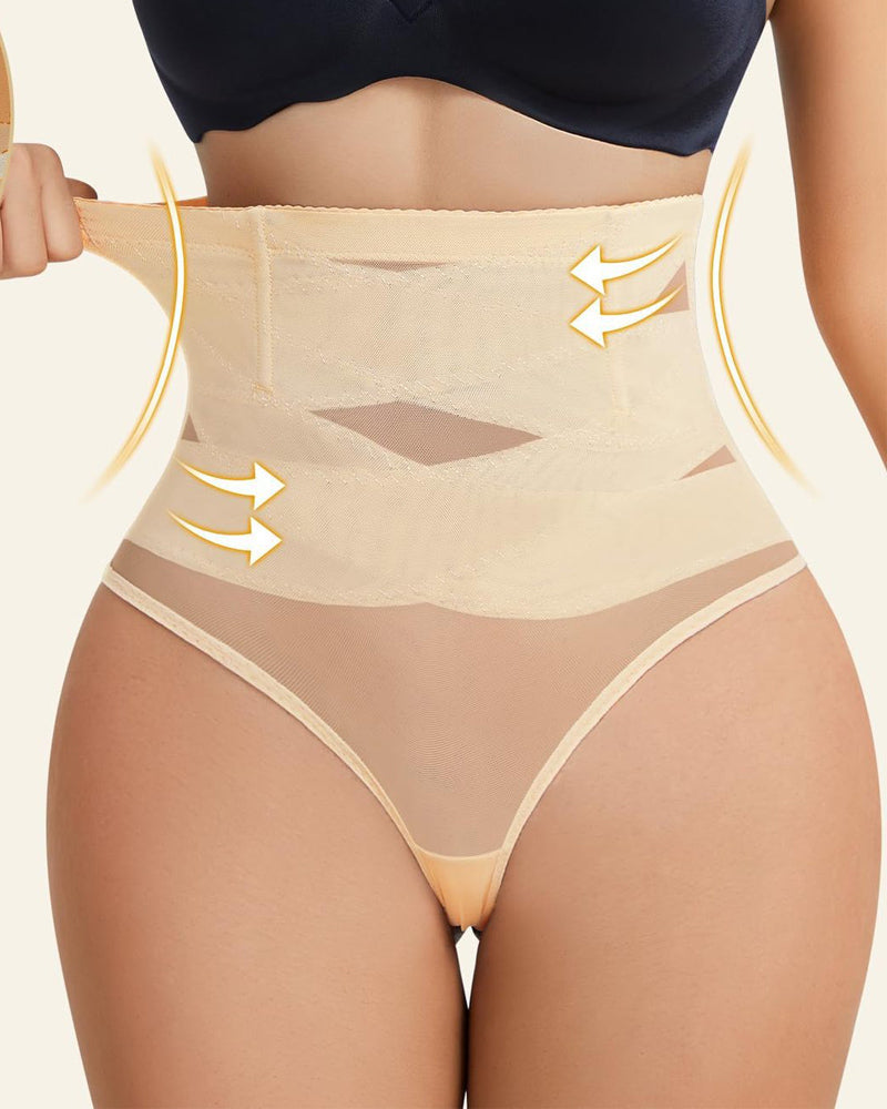 Cross High Waist Shaping Briefs Mesh Firm Control Stomach Panty - By Qivii