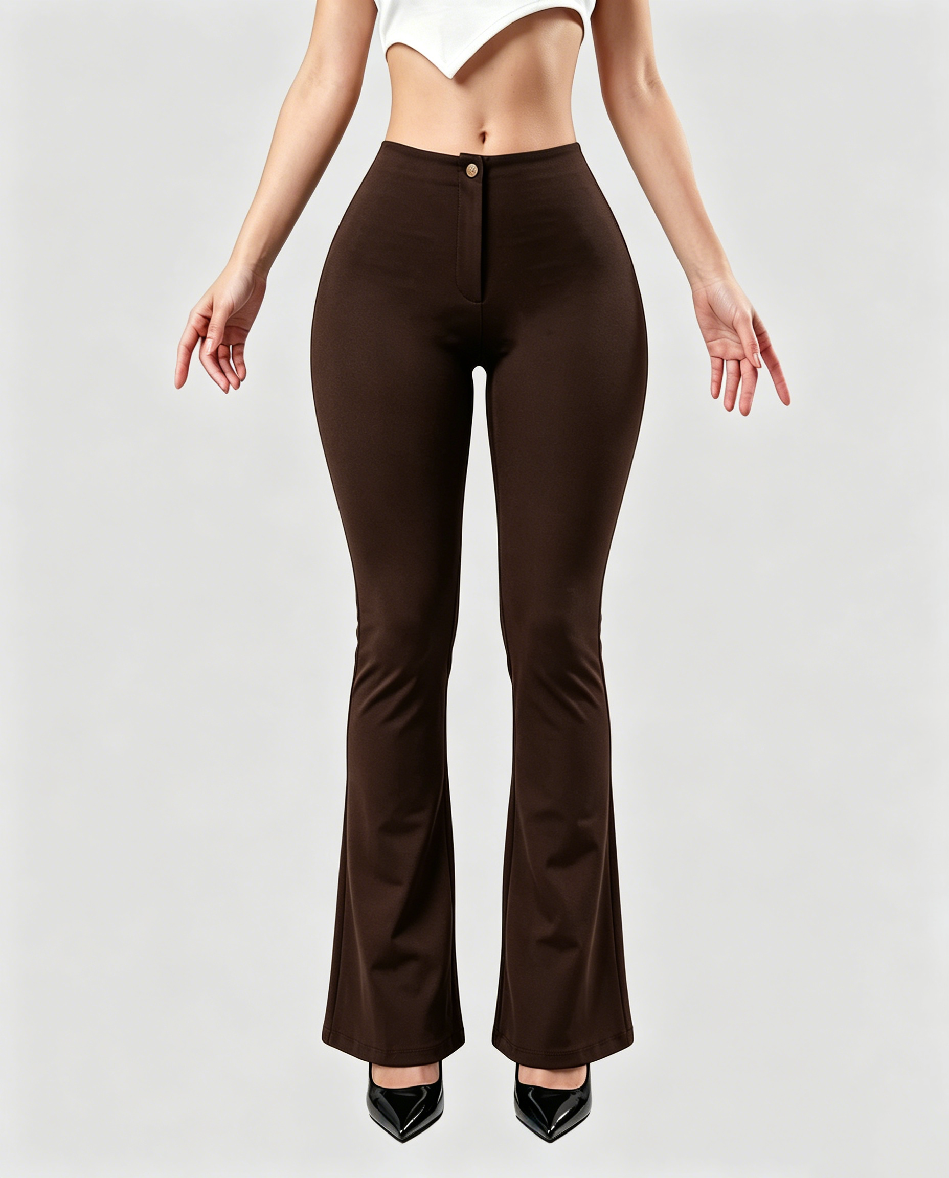 High Waist Butt Lifting Solid Black Slim Fit Flare Shaping Yoga Pants - By Qivii