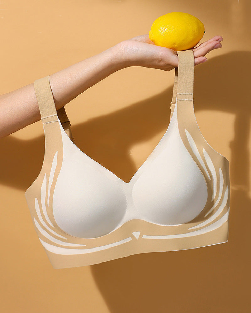 Seamless Contrast Color Wireless Soft Anti-sagging Push Up Sleep Bra - By Qivii