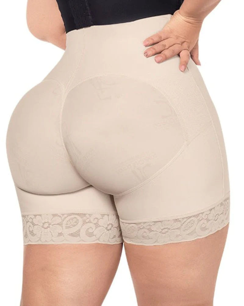 Shapshe® High Waist Butt Lift Shaper Zipper Short With Lace Trim