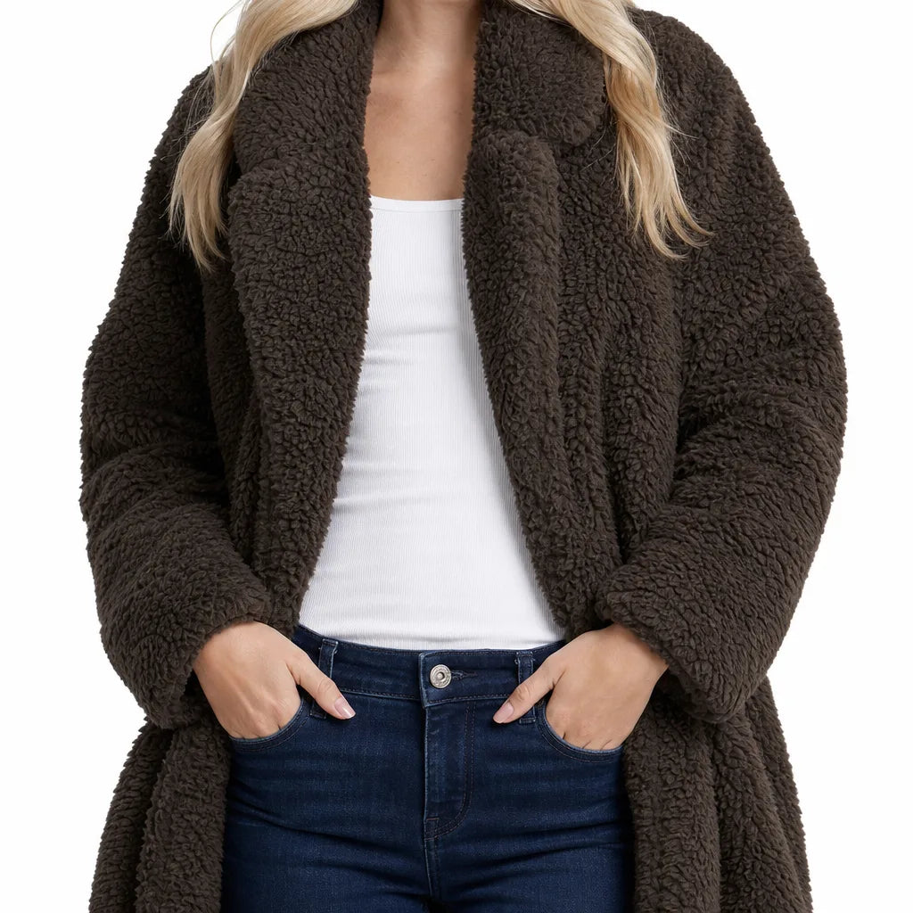 Fenna | Womens Plush Longline Teddy Coat for Fall