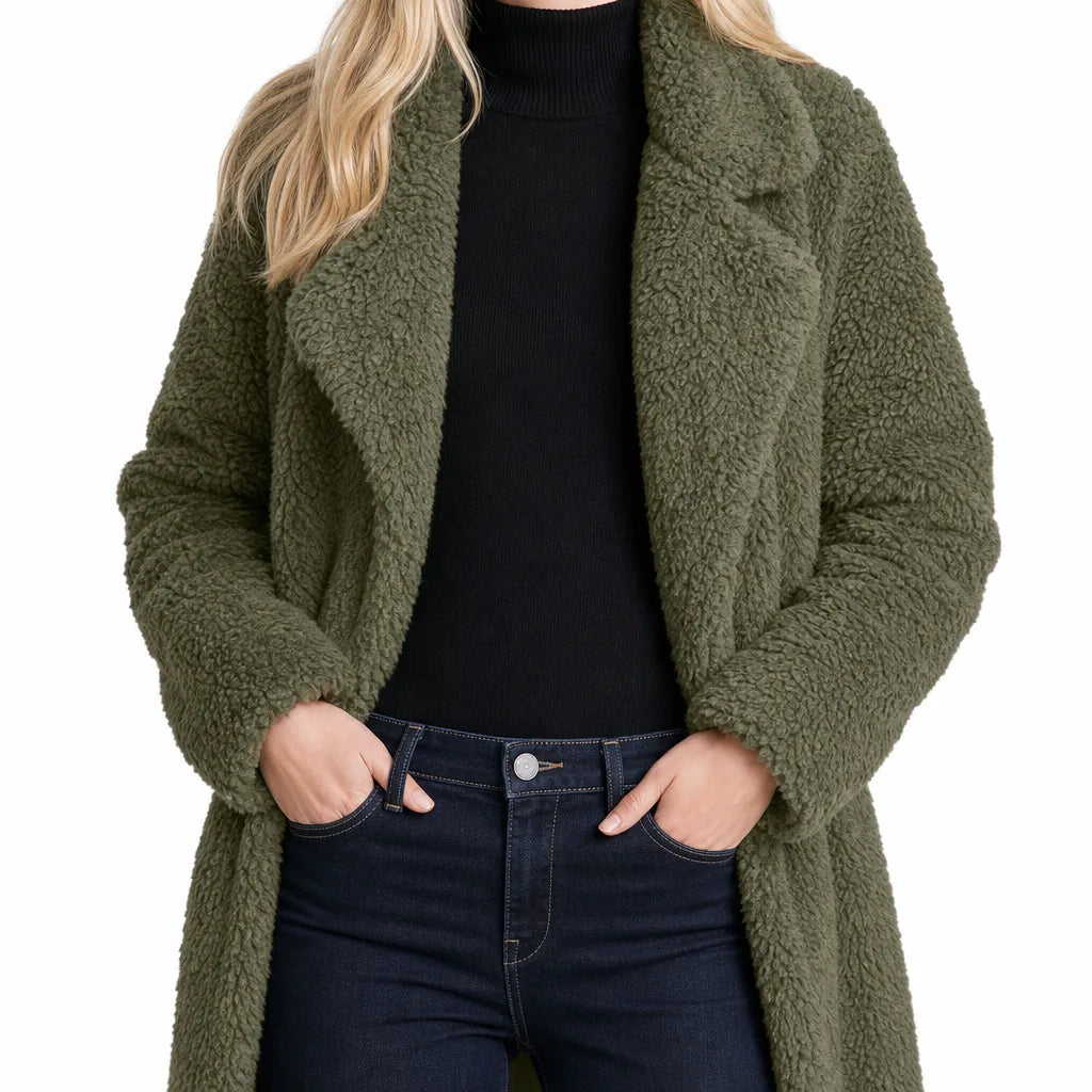 Fenna | Womens Plush Longline Teddy Coat for Fall