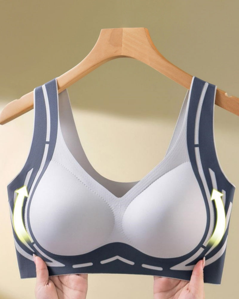Contrasting Colors Seamless Wire Free Push Up Sleep Bra
