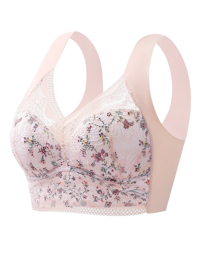 Full Coverage Elegant Floral Lace Push up Wireless Bra