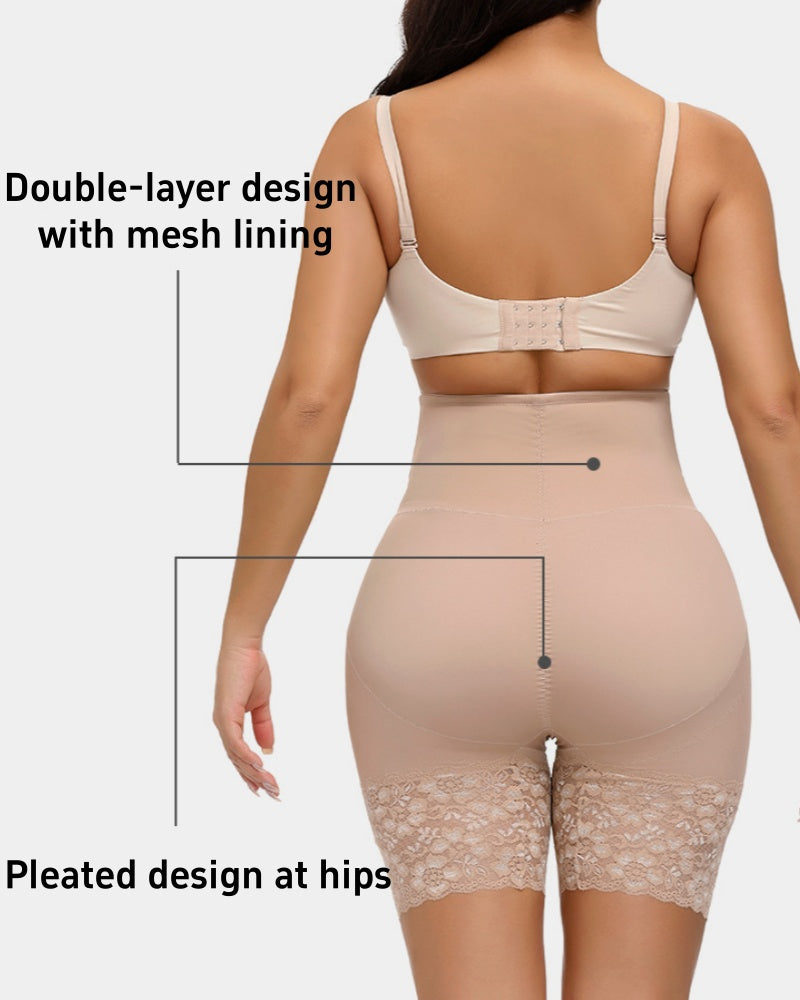 Lace Trimmed High Waist Tummy Control Butt Lift Shaping Shorts