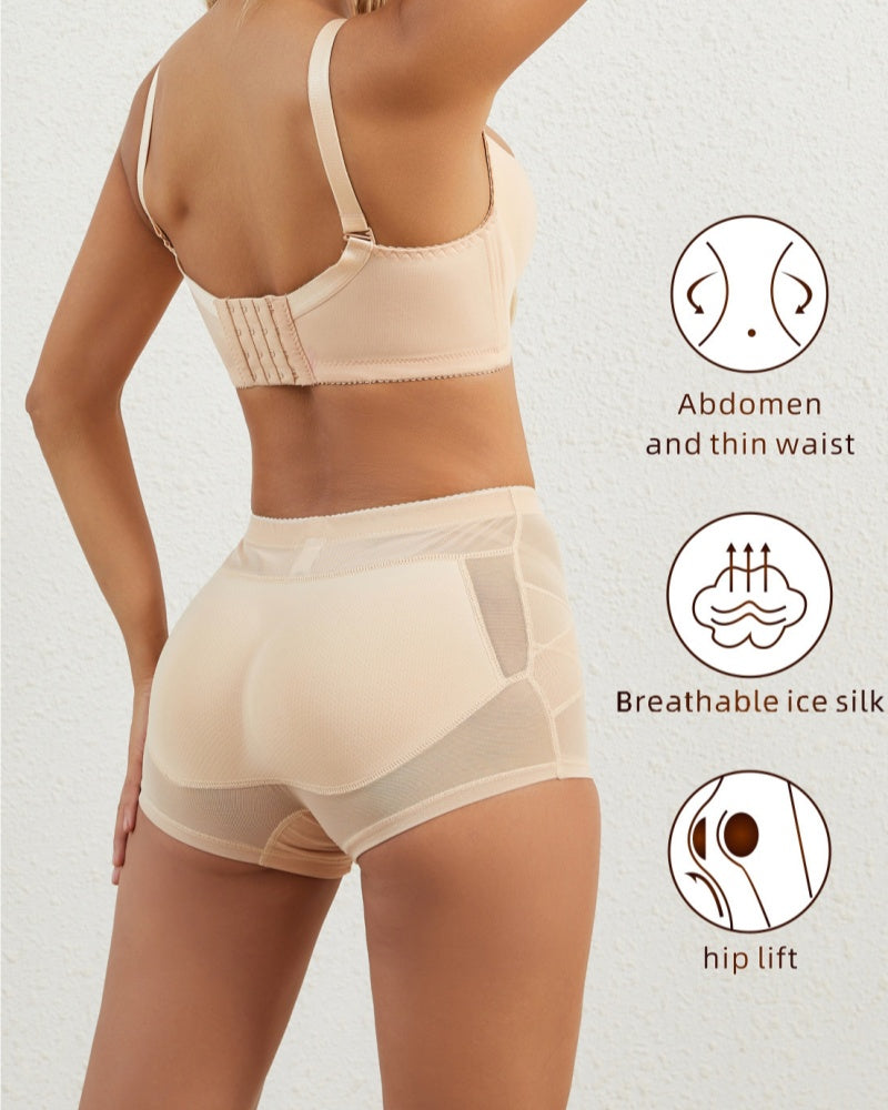 Mesh Tummy Control Butt Lift Smoothing Shaping Shorts With Sponge Pad - By Qivii