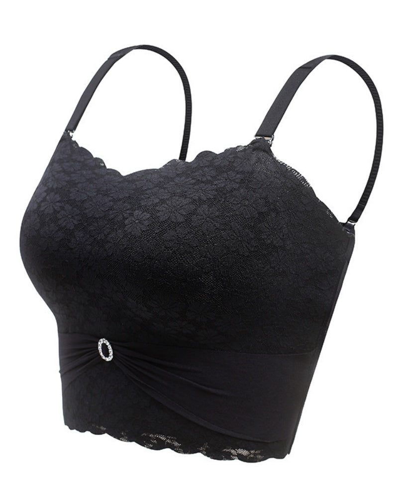 Sexy Push up Non Slip Wire Free Bra with Removable Shoulder Strap