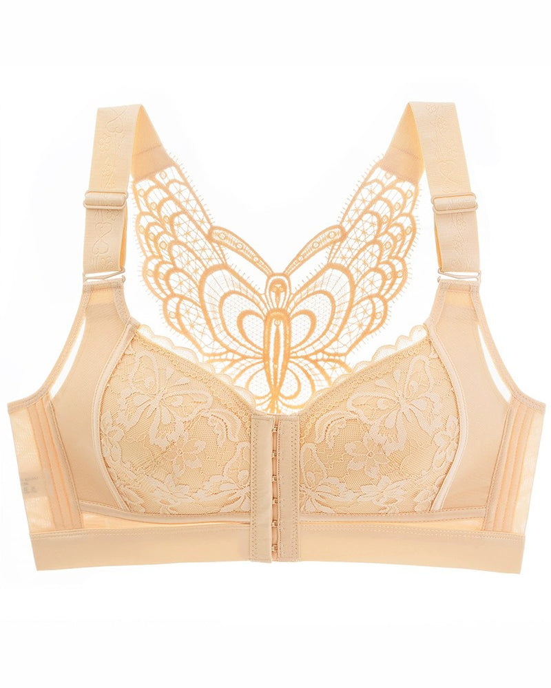 Front Closure Minimizer Butterfly Backless Bra Adjustable Wireless Comfort Bra