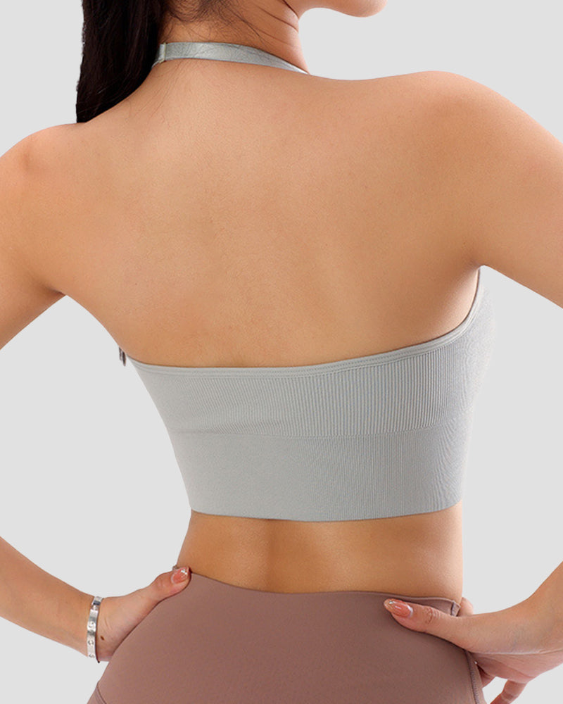 Deep V Sexy Halter Neck Backless Triangle Cup Wireless Bra