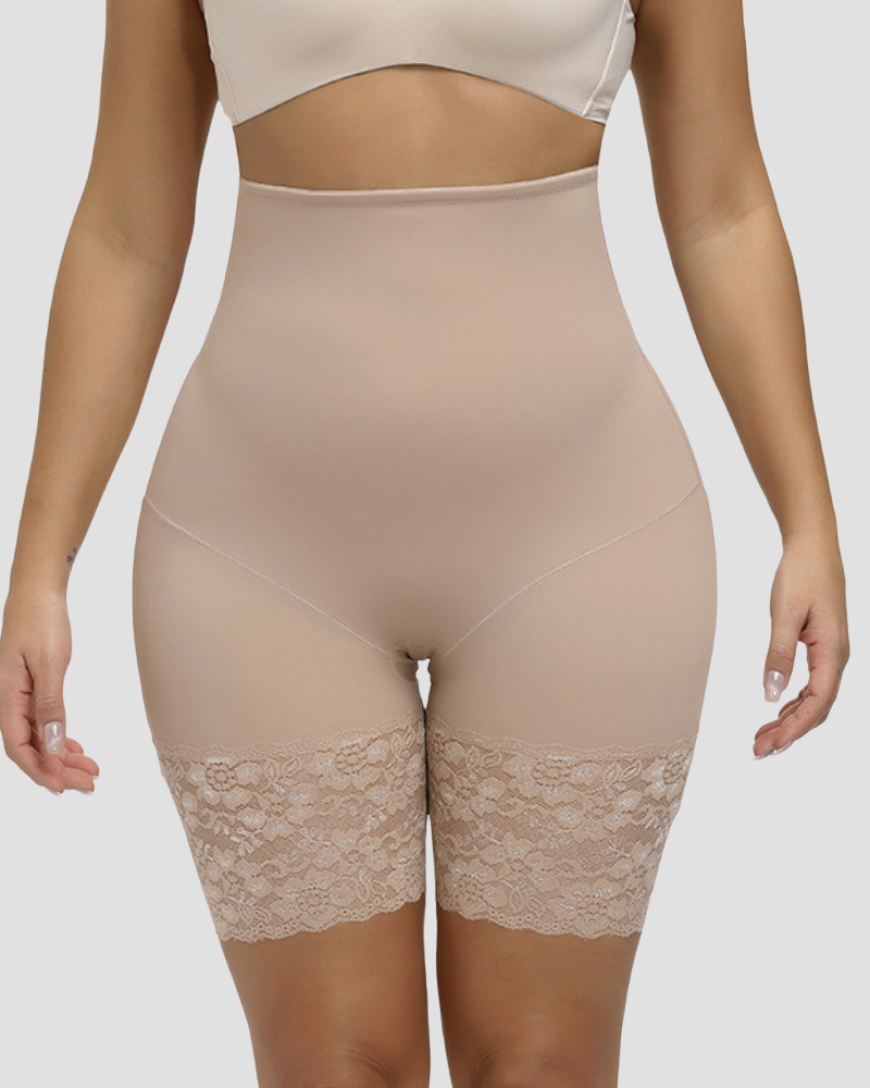 Lace Trimmed High Waist Tummy Control Butt Lift Shaping Shorts