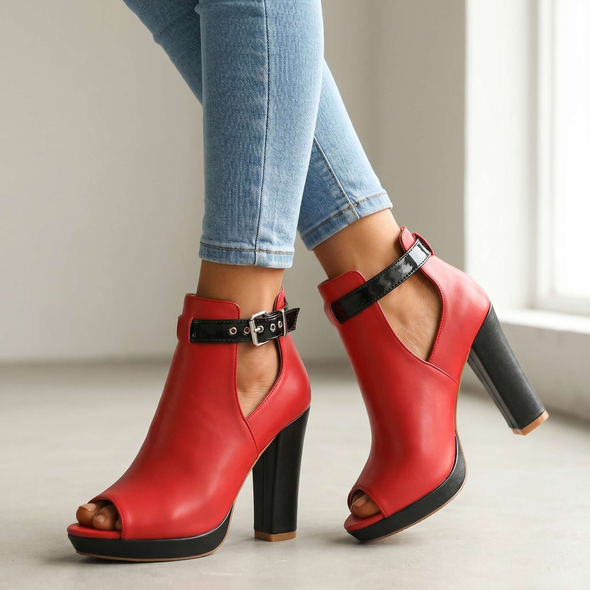 Andrea Open Toe Buckle Heels
