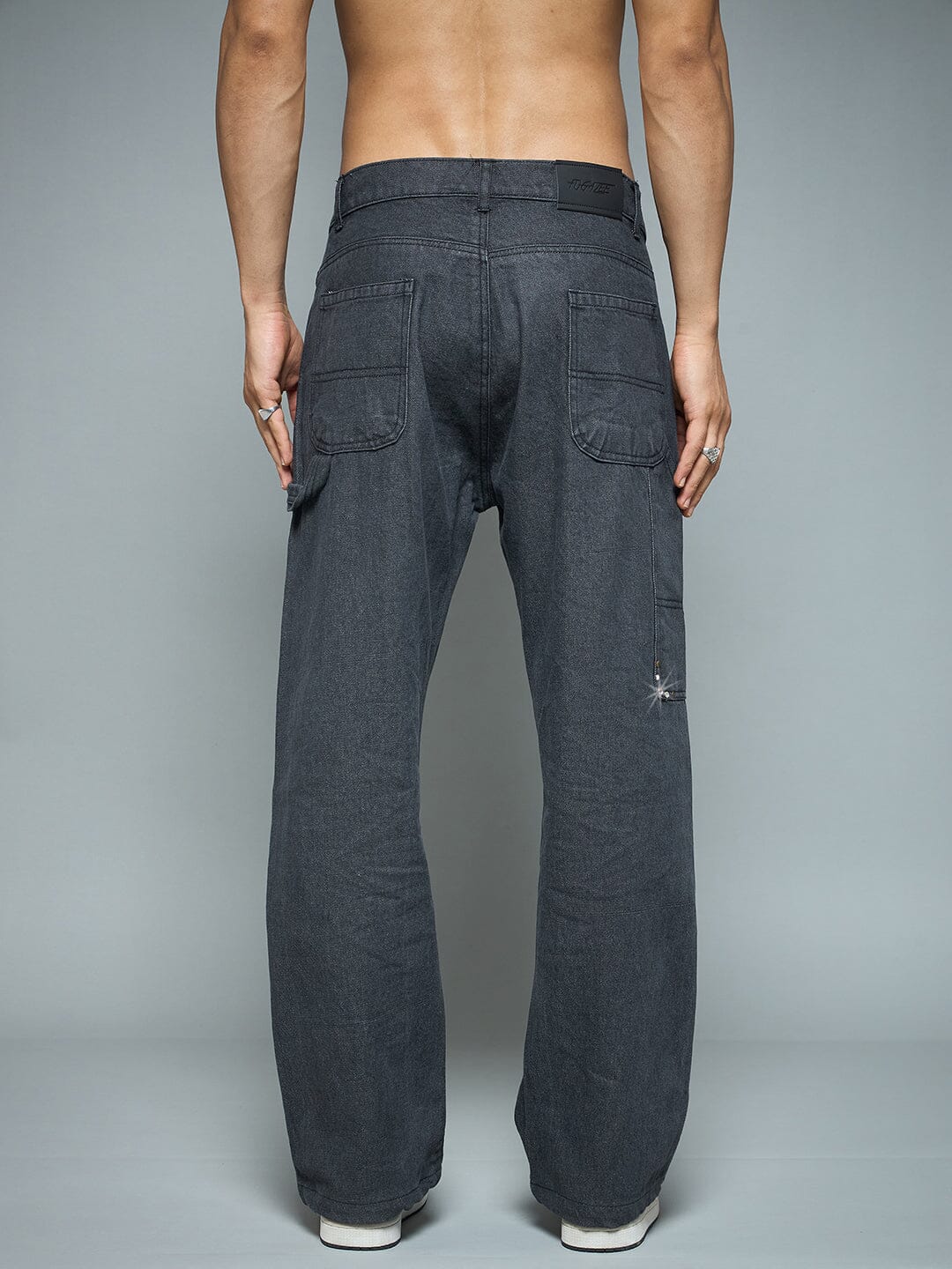 Black Riveted Carpenter Patch Denim