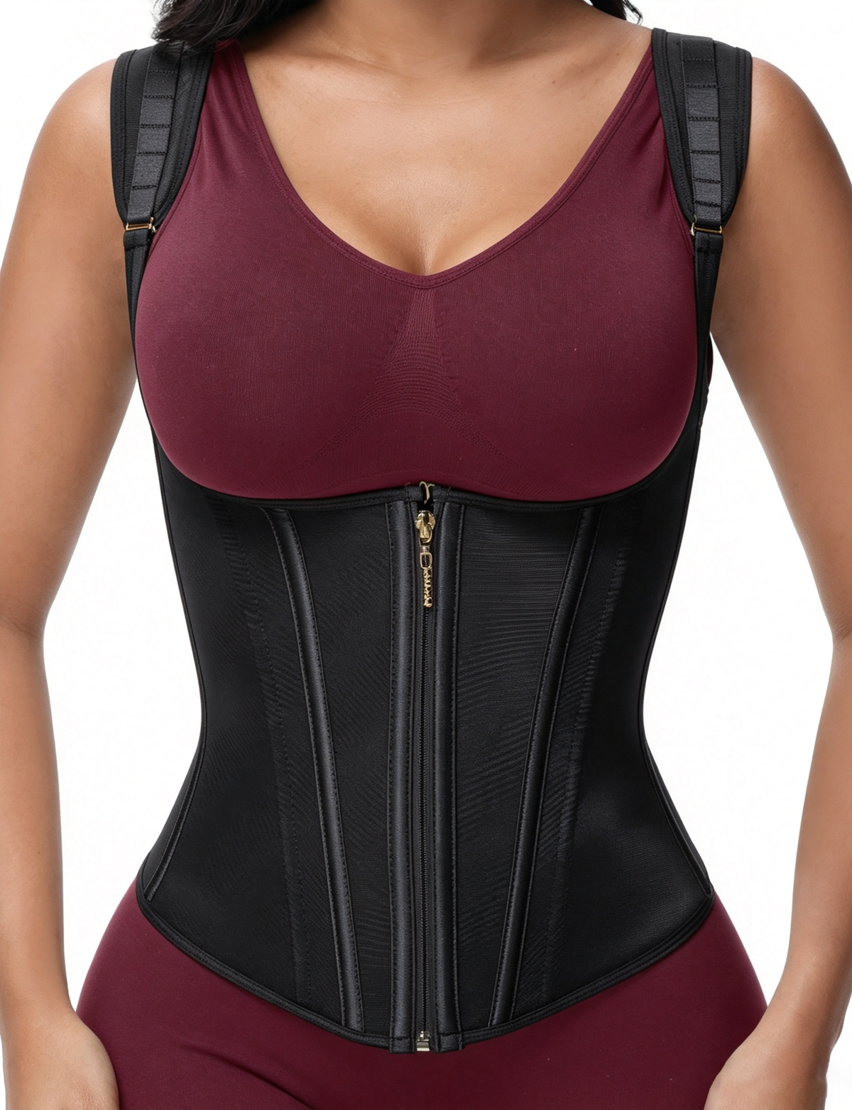 Adjustable Strap Double Compression Hourglass Zipper Waist Trainer Vest