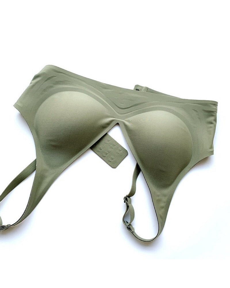 Seamless V-Neck Wireless Push Up Bra
