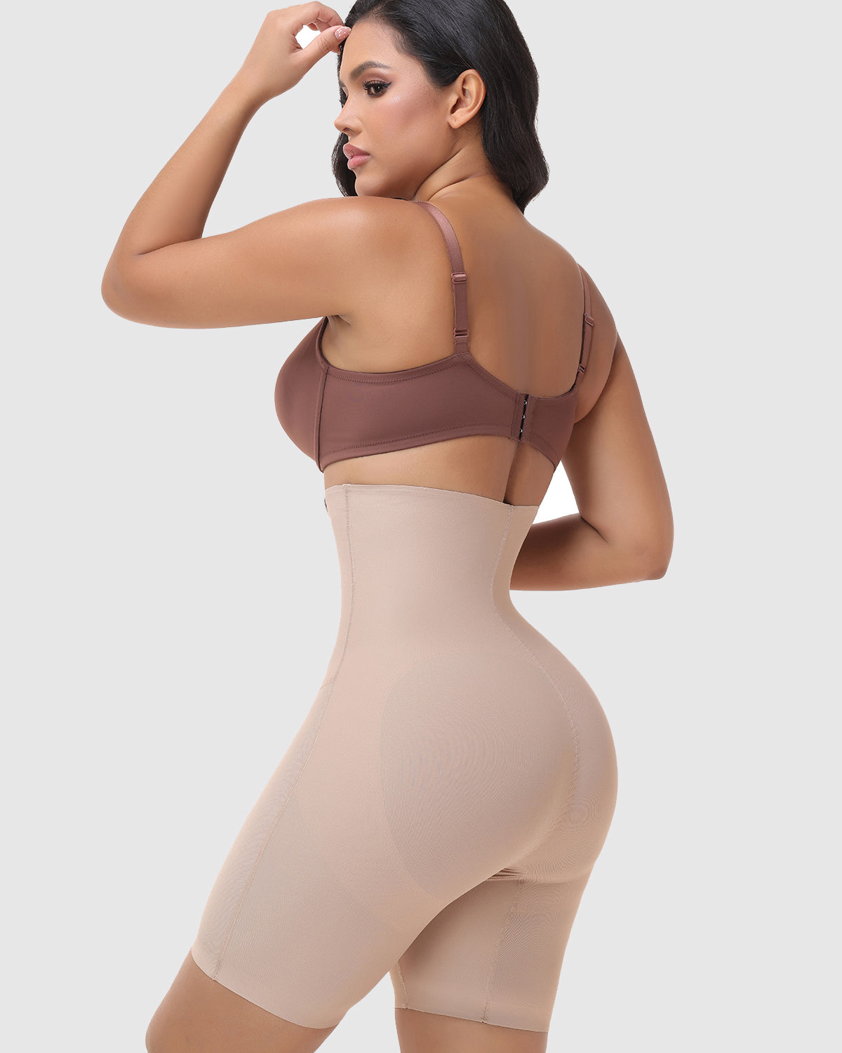 Double Compression High Waist Zip Tummy Control Butt Lifting Thigh Shaping Shorts
