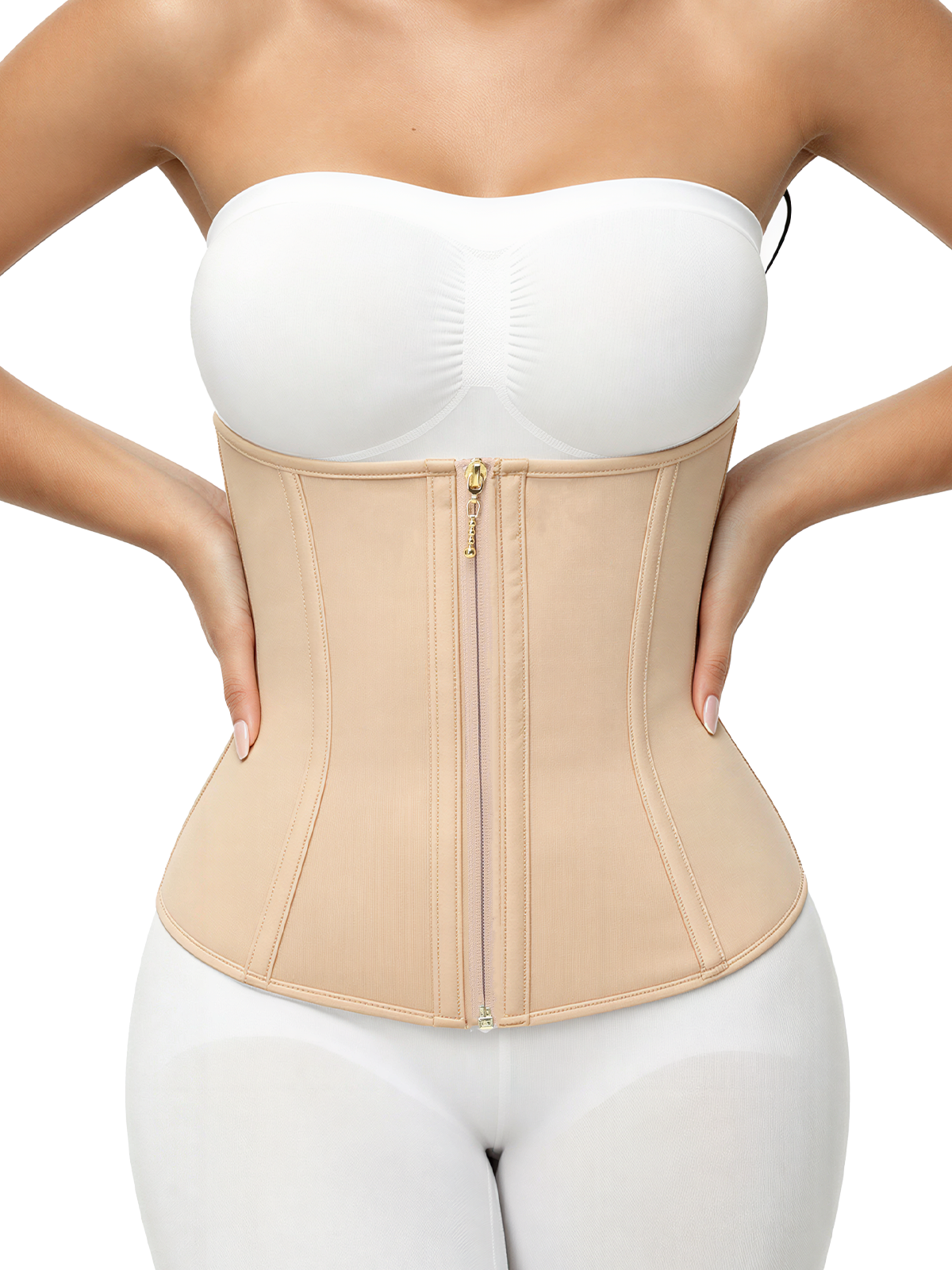 High Compression Front Zipper Multi Hooks Tummy Control Waist Trainer