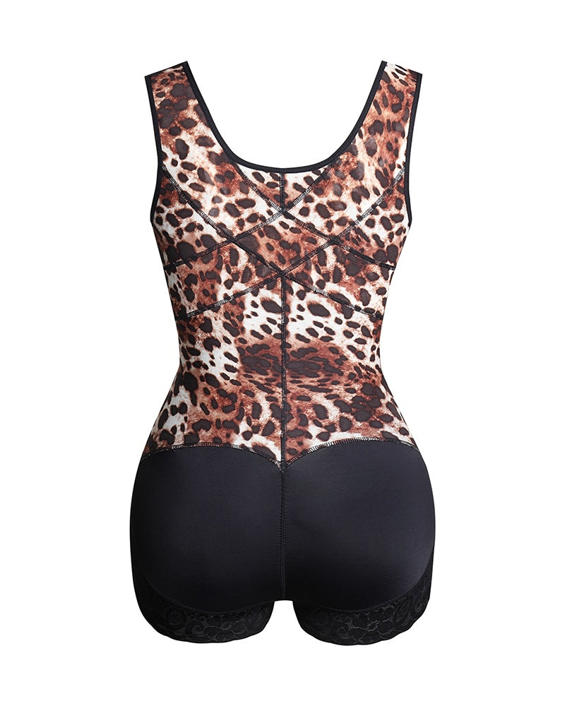 Shapshe® Leopard High Compression Open Bust Tummy Control Body Shaper