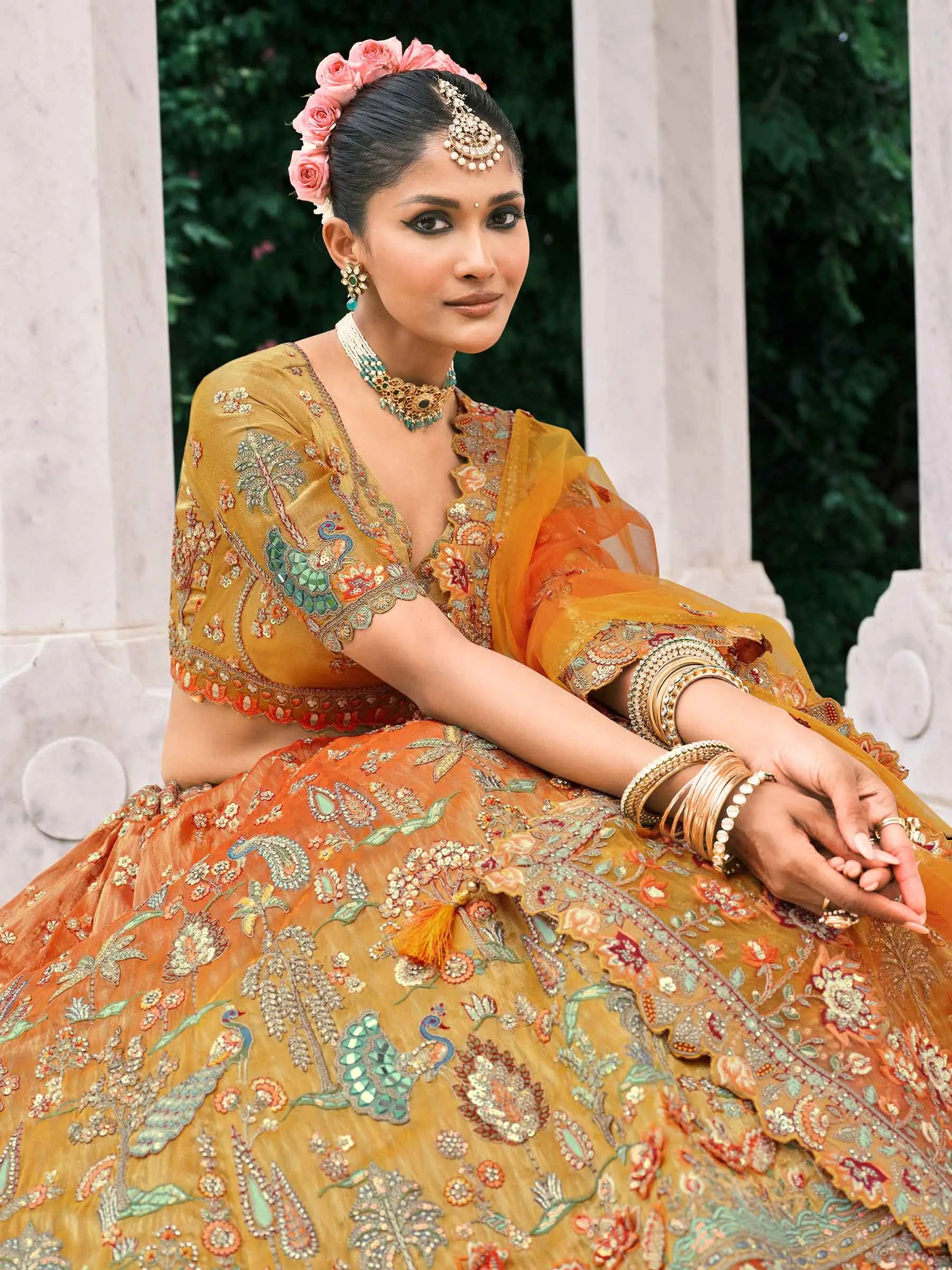 Orange Bridal Lehenga With Stunning Designer Embroidery - qivii
