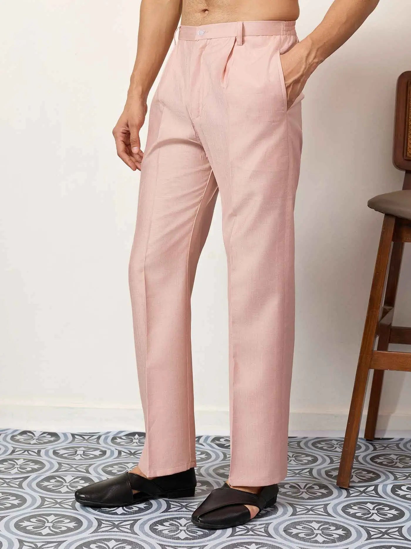 Peach Kurta Set With Embroidered Koti
