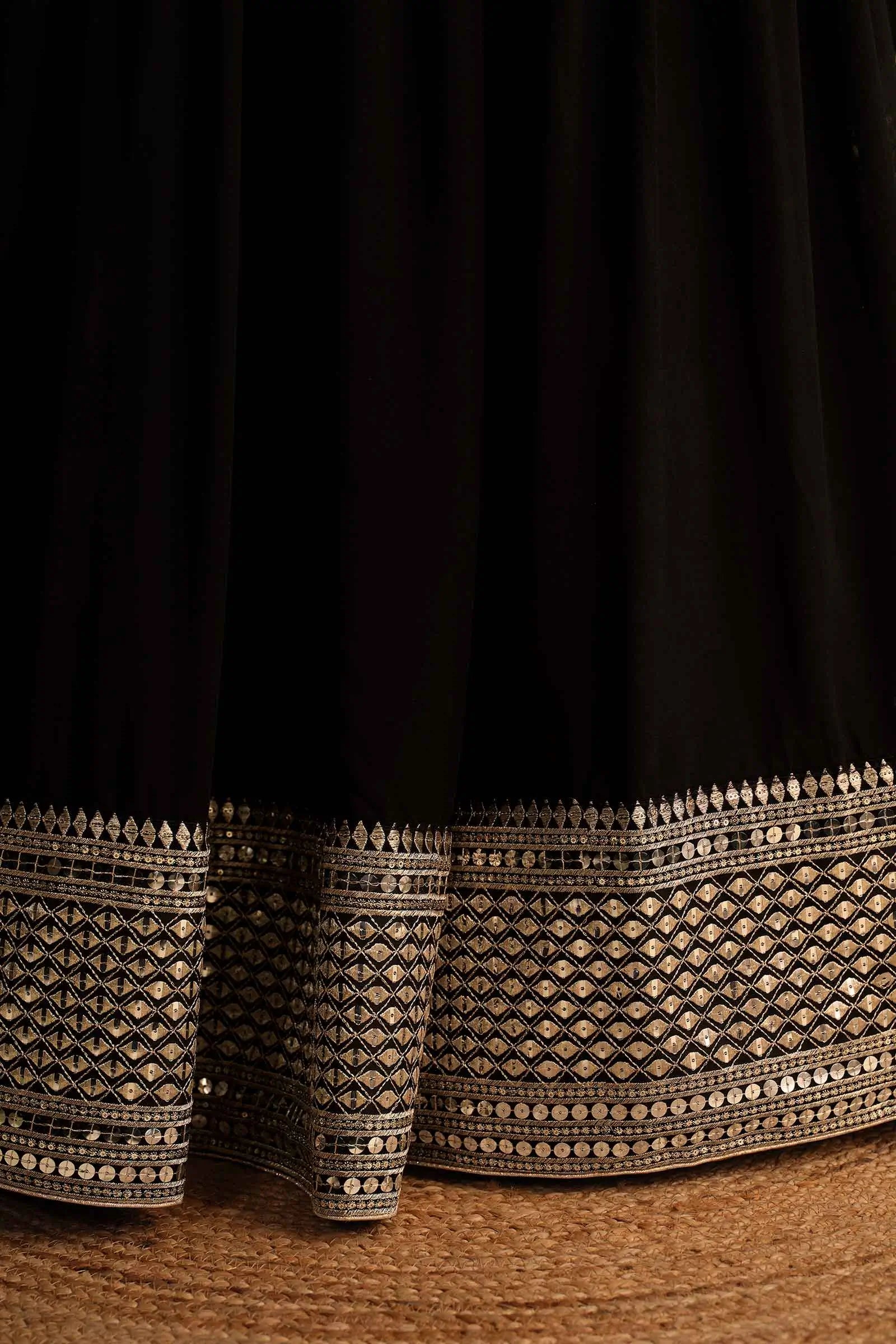 Black Georgette Lehenga With sequins And Zari Embroidered Work With Dupatta